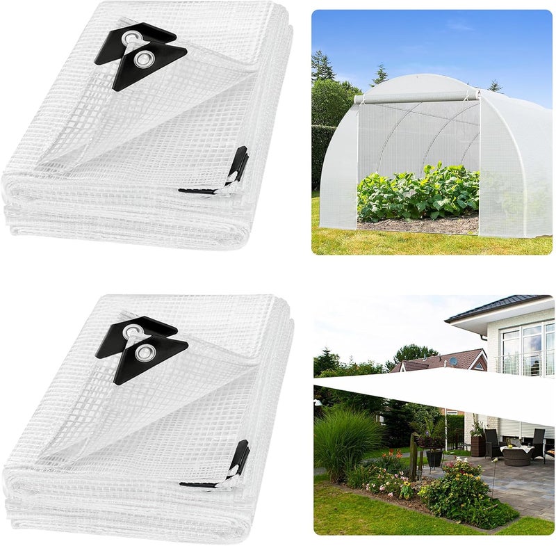 ANGAR 2Pcs 16 Mil Heavy Duty Clear Greenhouse Tarp, 8x10FT Waterproof Clear Tarps with Grommets, UV Resistant Greenhouse Replacement Poly Cover, for Gardening, Farming, Chicken Coops, Canopy,Outdoor - Image 1